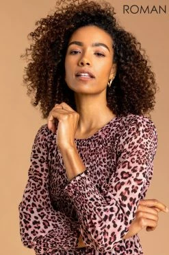 Roman Pink Animal Print Shirred Tier Dress 10 Roman Pink Animal Print Shirred Tier Dress -Roman Sales Shop unnamed file 4075