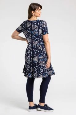 Roman Blue Curve Ditsy Floral Patchwork Swing Dress 9 Roman Blue Curve Ditsy Floral Patchwork Swing Dress -Roman Sales Shop unnamed file 4079