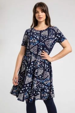 Roman Blue Curve Ditsy Floral Patchwork Swing Dress 11 Roman Blue Curve Ditsy Floral Patchwork Swing Dress -Roman Sales Shop unnamed file 4081