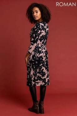 Roman Pink Floral Knitted Cowl Neck Dress 9 Roman Pink Floral Knitted Cowl Neck Dress -Roman Sales Shop unnamed file 4088