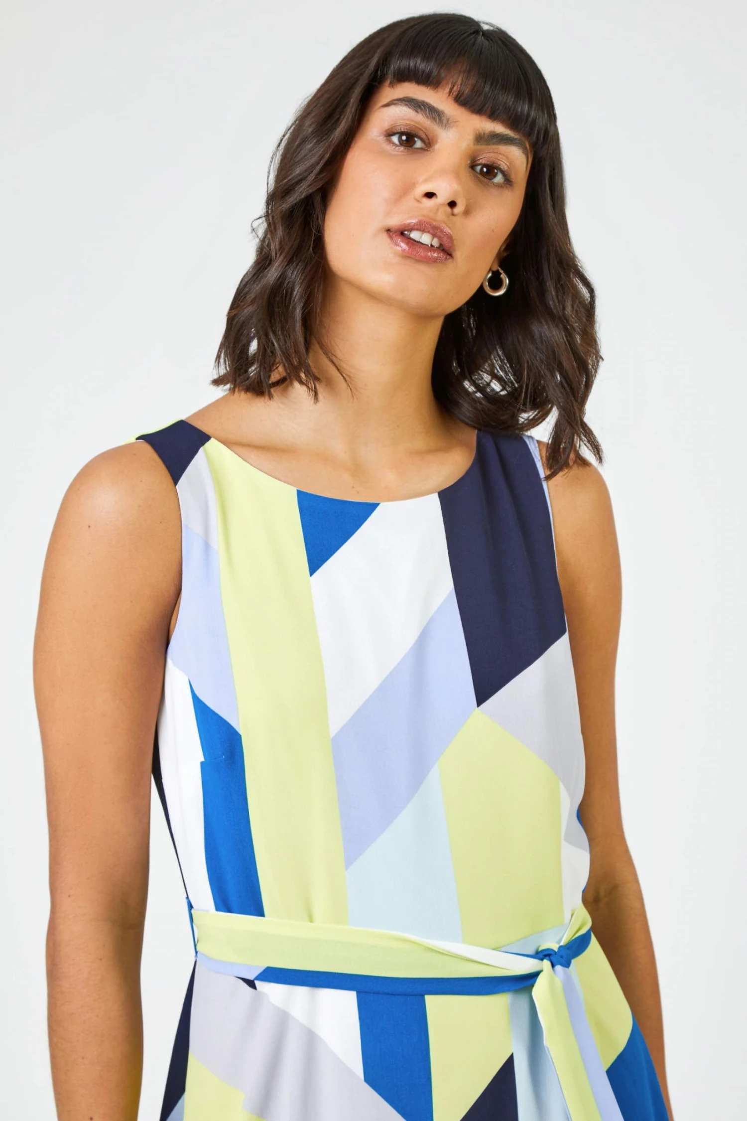 Roman Blue Geo Print Fit And Flare Dress 6 Roman Blue Geo Print Fit And Flare Dress - Image 4