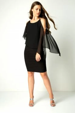 Roman Black Diamante Trim Chiffon Overlay Dress 10 Roman Black Diamante Trim Chiffon Overlay Dress -Roman Sales Shop unnamed file 41