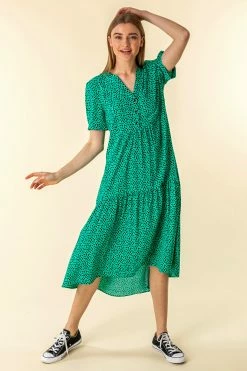 Roman Green Spot Print Tiered Midi Dress 9 Roman Green Spot Print Tiered Midi Dress -Roman Sales Shop unnamed file 410