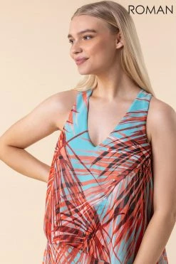 Roman Multi Layered Chiffon Tropical Print Dress 8 Roman Multi Layered Chiffon Tropical Print Dress -Roman Sales Shop unnamed file 4101