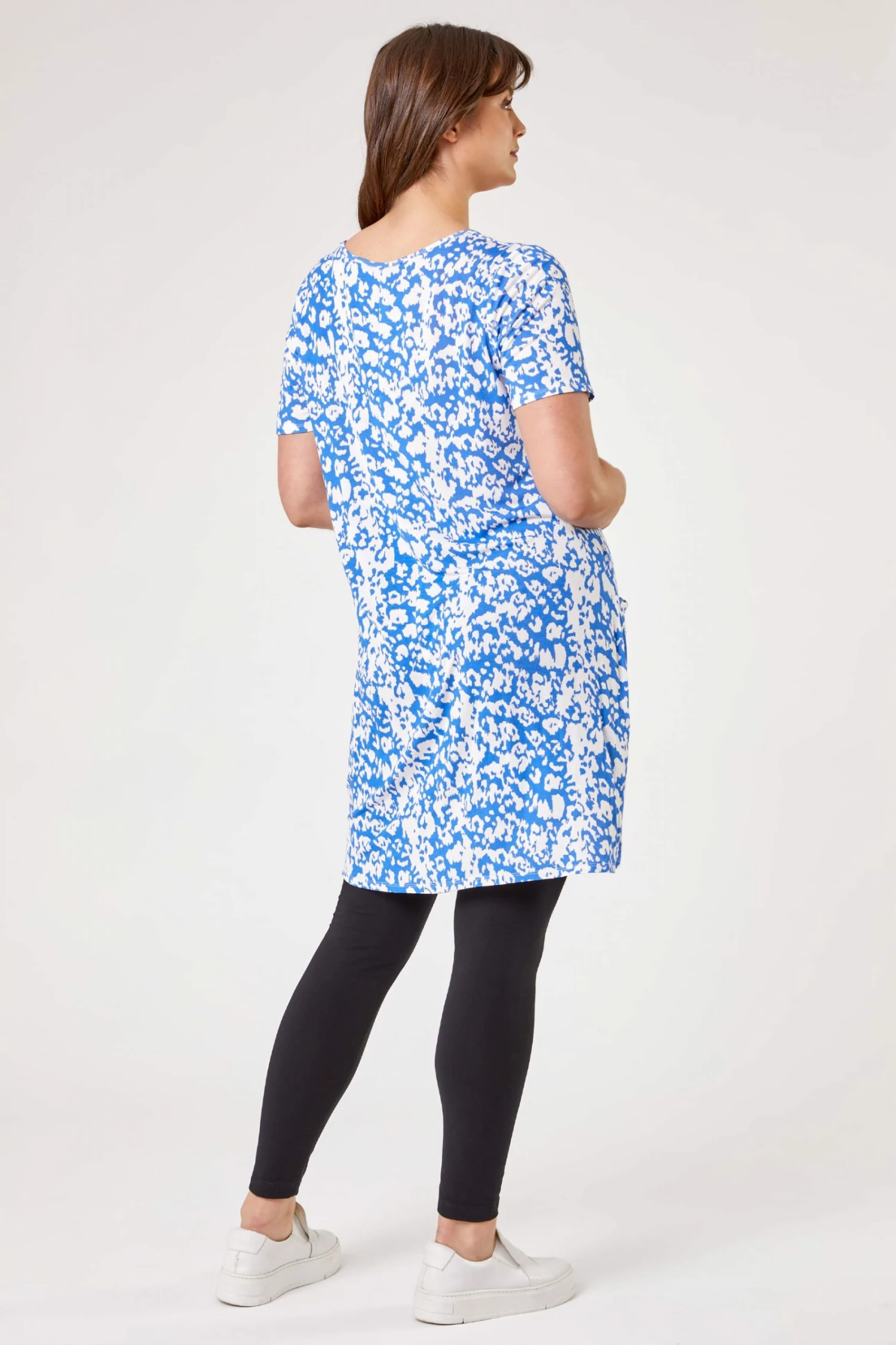 Roman Blue Tropical Print Pocket Slouch Dress 5 Roman Blue Tropical Print Pocket Slouch Dress - Image 3