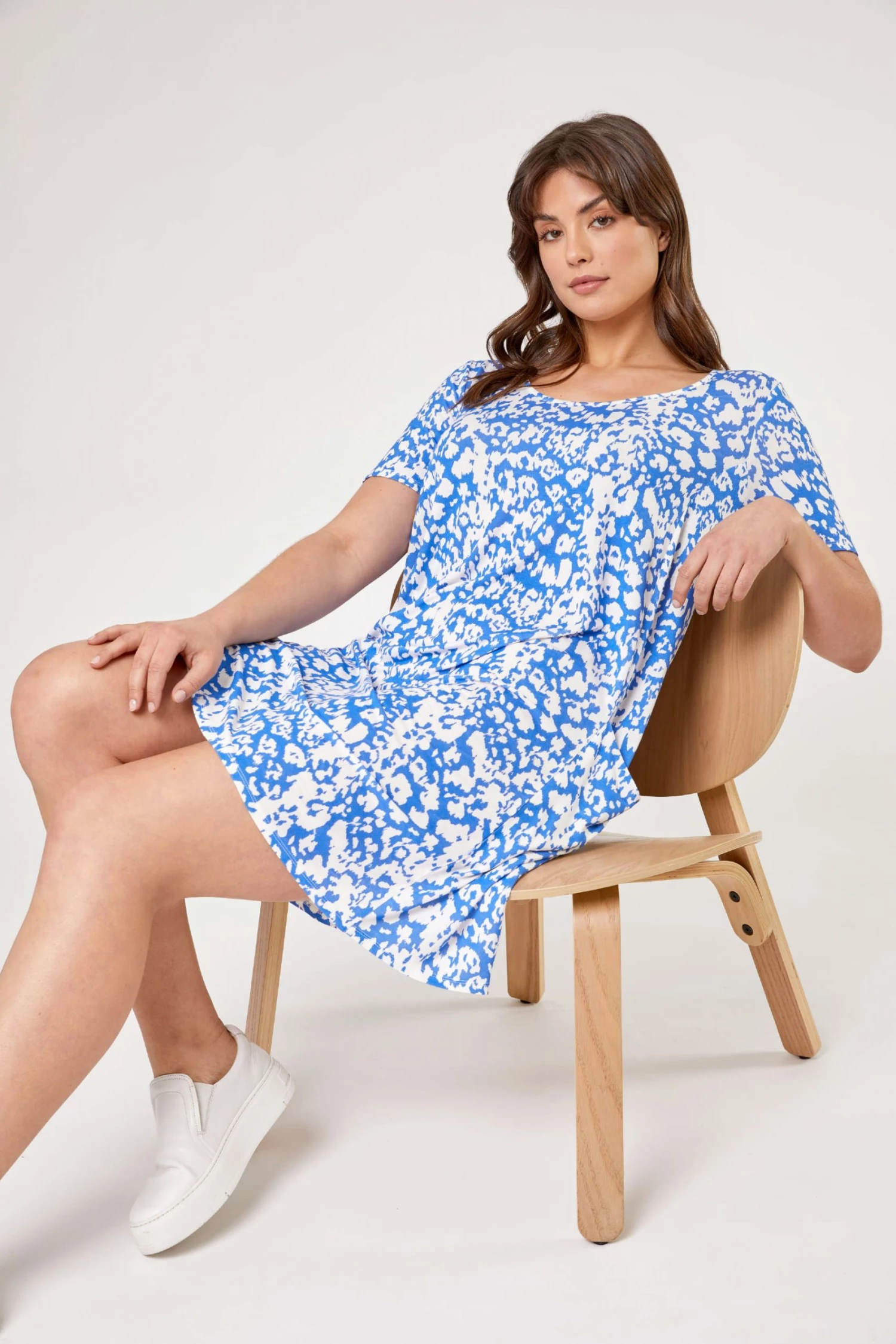 Roman Blue Tropical Print Pocket Slouch Dress 6 Roman Blue Tropical Print Pocket Slouch Dress - Image 4