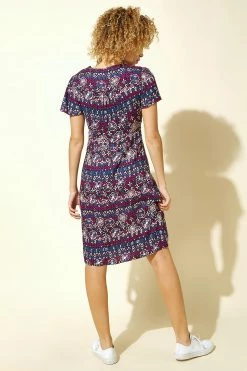 Roman Blue Twist Front Tile Print Tea Dress 8 Roman Blue Twist Front Tile Print Tea Dress -Roman Sales Shop unnamed file 4114