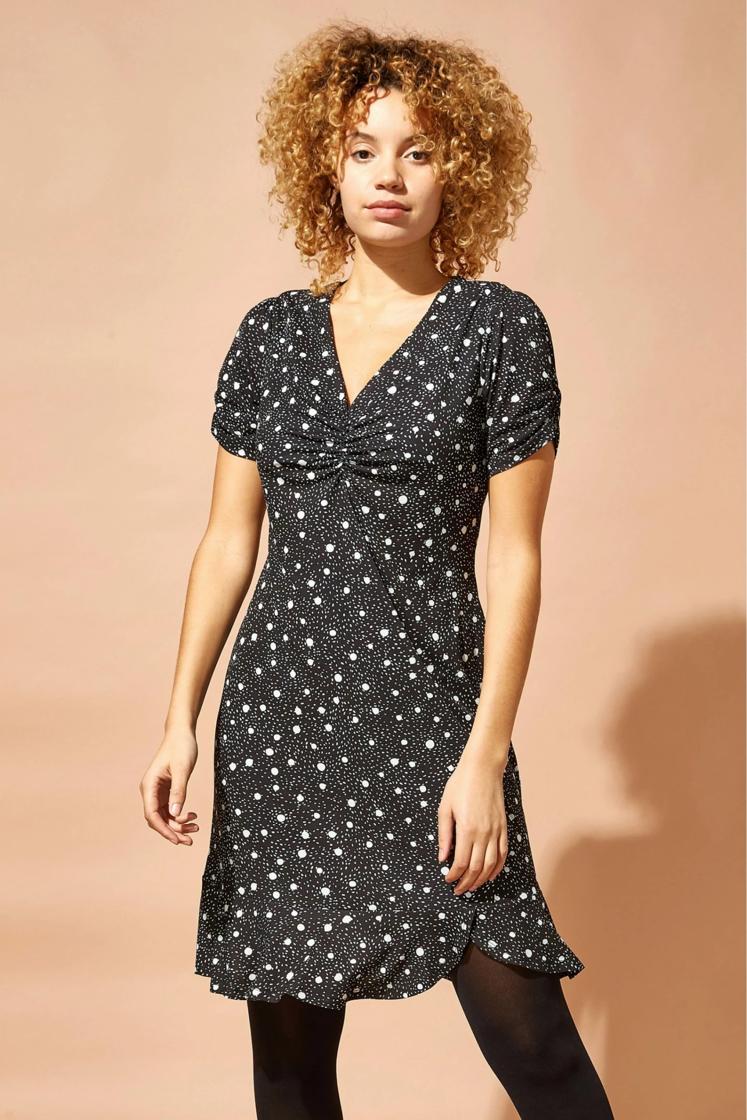 Roman Black Ditsy Spot Tea Dress 3 Roman Black Ditsy Spot Tea Dress