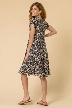 Roman Brown Tiered Animal Print V-Neck Dress 9 Roman Brown Tiered Animal Print V-Neck Dress -Roman Sales Shop unnamed file 4135