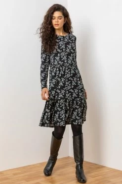 Roman Black Floral Print Tiered Dress 8 Roman Black Floral Print Tiered Dress -Roman Sales Shop unnamed file 4149