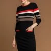 Roman Black Contrast Stripe Print Jumper Dress