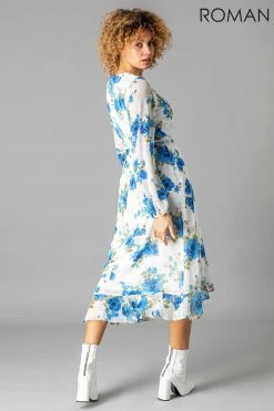 Roman White Floral Frill Midi Dress 8 Roman White Floral Frill Midi Dress -Roman Sales Shop unnamed file 4159