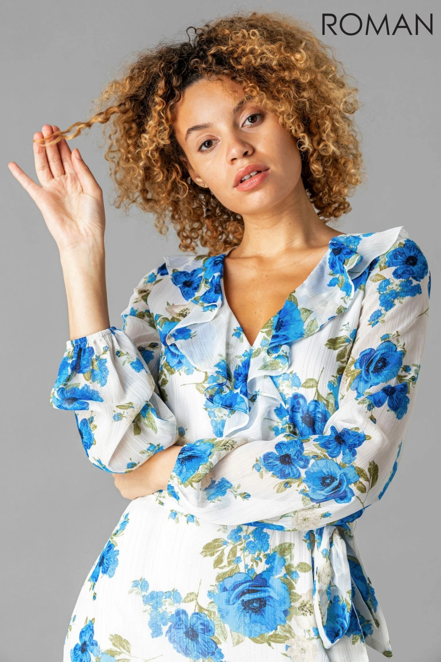 Roman White Floral Frill Midi Dress 6 Roman White Floral Frill Midi Dress - Image 4