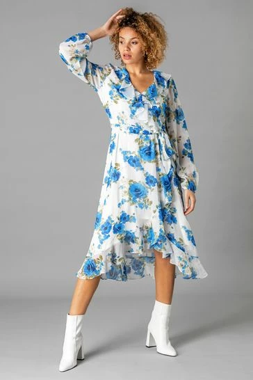 Roman White Floral Frill Midi Dress 7 Roman White Floral Frill Midi Dress - Image 5