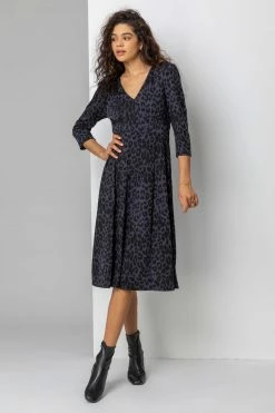 Roman Blue Animal Print Jacquard Dress 8 Roman Blue Animal Print Jacquard Dress -Roman Sales Shop unnamed file 4169