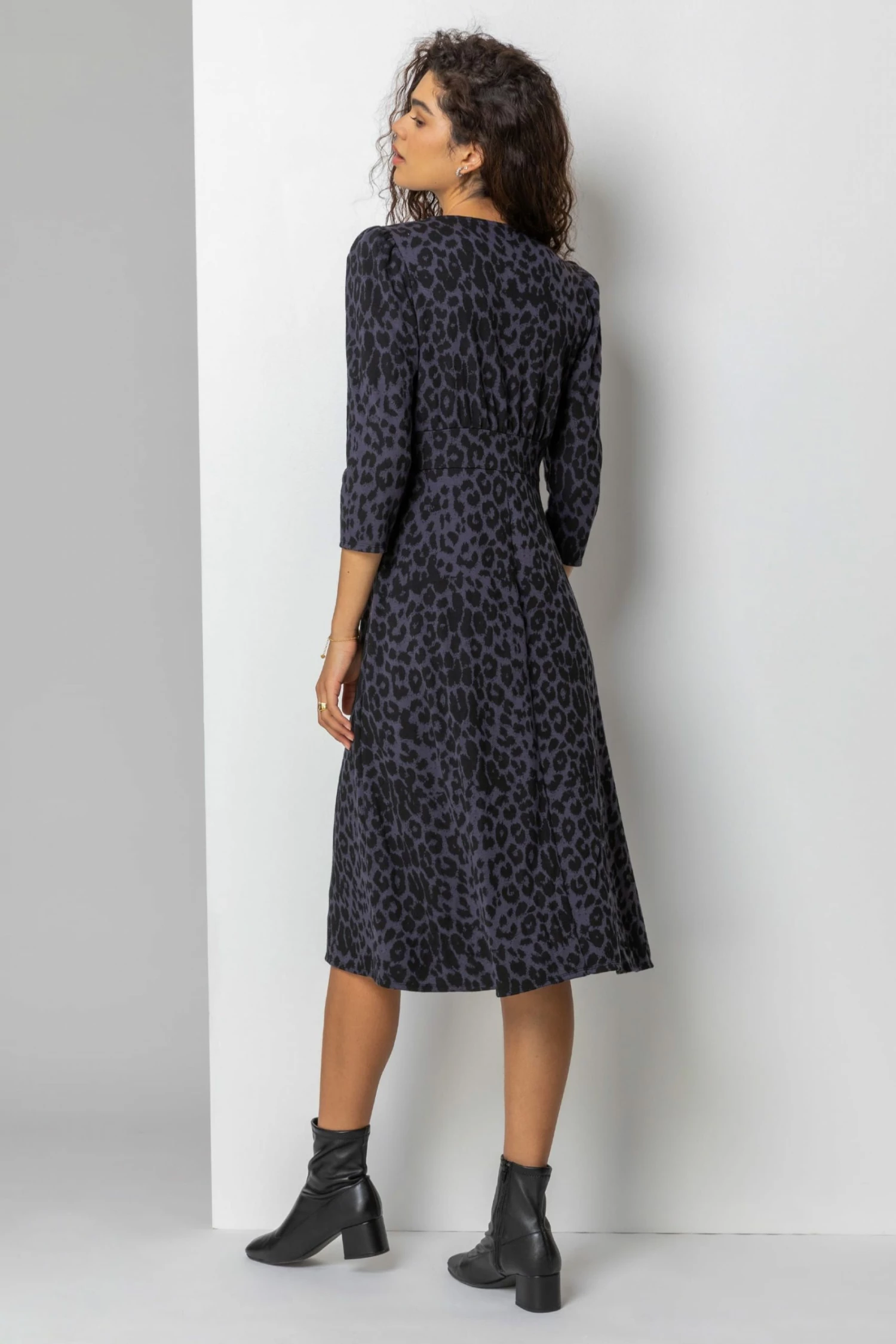 Roman Blue Animal Print Jacquard Dress 5 Roman Blue Animal Print Jacquard Dress - Image 3