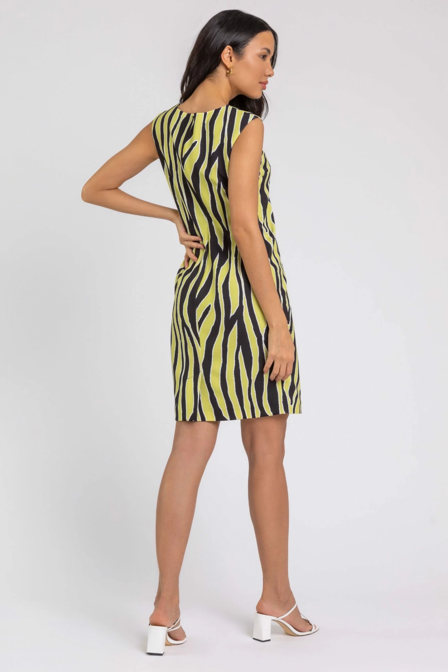 Roman Black Animal Print Stretch Shift Dress 4 Roman Black Animal Print Stretch Shift Dress - Image 2
