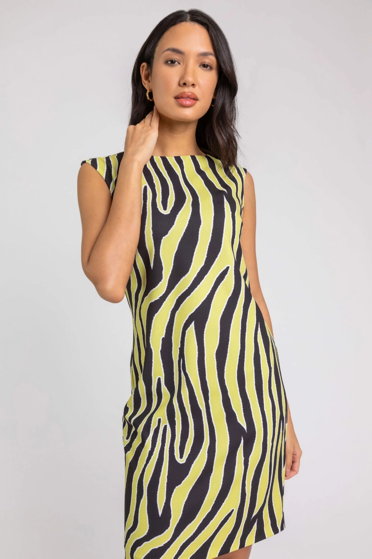 Roman Black Animal Print Stretch Shift Dress 5 Roman Black Animal Print Stretch Shift Dress - Image 3