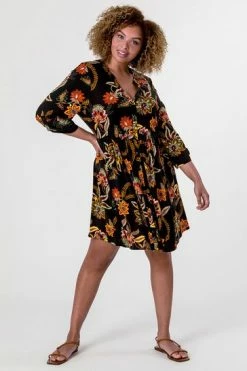 Roman Black Curve Floral Print Jersey Dress 14 Roman Black Curve Floral Print Jersey Dress -Roman Sales Shop unnamed file 4193