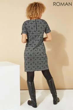 Roman Grey Originals Baroque Flocking Detail Shift Dress -Roman Sales Shop unnamed file 4197