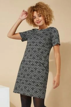 Roman Grey Originals Baroque Flocking Detail Shift Dress -Roman Sales Shop unnamed file 4199