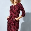 Roman Red Floral Flocked Pocket Detail Shift Dress -Roman Sales Shop unnamed file 4200