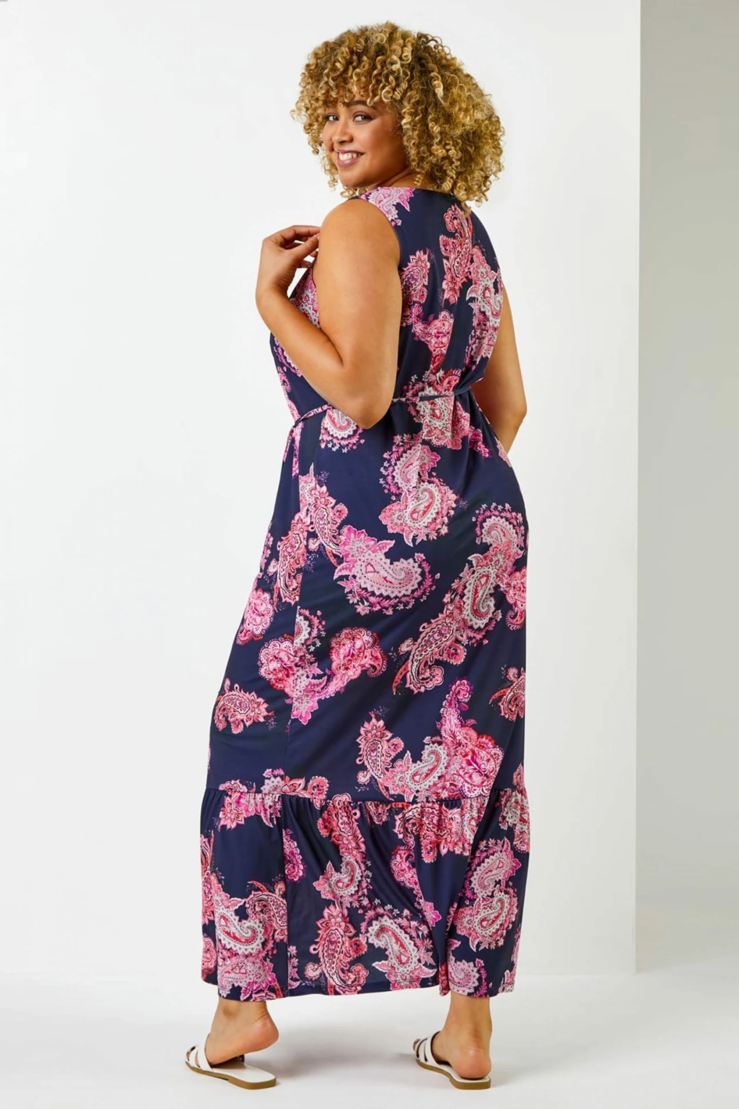 Roman Pink Curve Paisley Print Maxi Dress 4 Roman Pink Curve Paisley Print Maxi Dress - Image 2