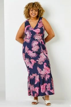 Roman Pink Curve Paisley Print Maxi Dress 9 Roman Pink Curve Paisley Print Maxi Dress -Roman Sales Shop unnamed file 4212