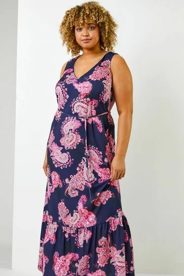 Roman Pink Curve Paisley Print Maxi Dress 7 Roman Pink Curve Paisley Print Maxi Dress - Image 5