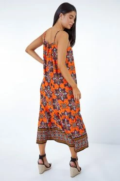 Roman Orange Petite Boho Print Maxi Sun Dress -Roman Sales Shop unnamed file 4217