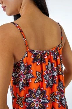 Roman Orange Petite Boho Print Maxi Sun Dress -Roman Sales Shop unnamed file 4219