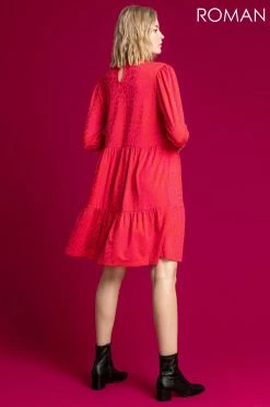 Roman Pink Jacquard Animal Print Tiered Dress 8 Roman Pink Jacquard Animal Print Tiered Dress -Roman Sales Shop unnamed file 4222