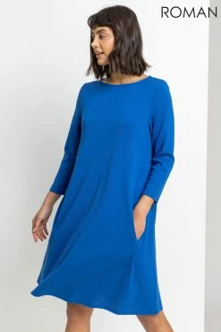 Roman Blue A-Line Pocket Detail Swing Dress 8 Roman Blue A-Line Pocket Detail Swing Dress -Roman Sales Shop unnamed file 4227