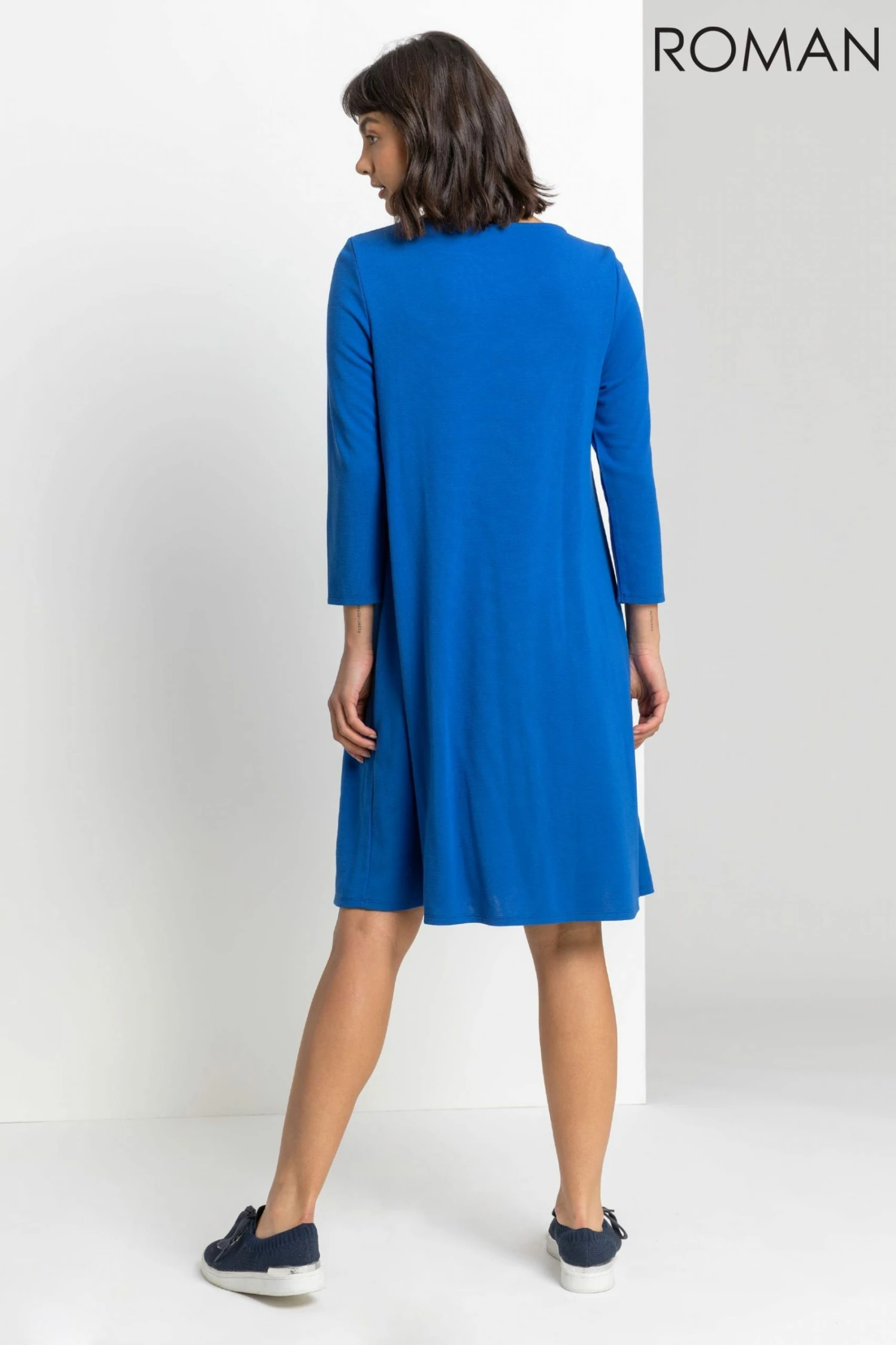 Roman Blue A-Line Pocket Detail Swing Dress 5 Roman Blue A-Line Pocket Detail Swing Dress - Image 3