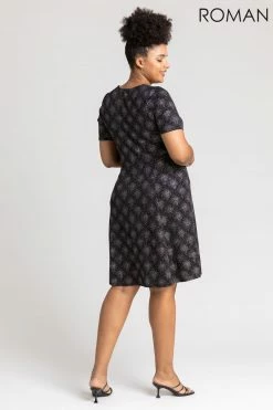 Roman Pink Curve Glitter Print Fit & Flare Dress 9 Roman Pink Curve Glitter Print Fit & Flare Dress -Roman Sales Shop unnamed file 4232