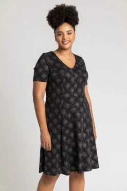 Roman Pink Curve Glitter Print Fit & Flare Dress 13 Roman Pink Curve Glitter Print Fit & Flare Dress -Roman Sales Shop unnamed file 4236