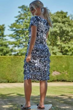 Roman Black Monochrome Print Frill Tiered Dress 8 Roman Black Monochrome Print Frill Tiered Dress -Roman Sales Shop unnamed file 4243