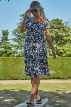 Roman Black Monochrome Print Frill Tiered Dress 9 Roman Black Monochrome Print Frill Tiered Dress -Roman Sales Shop unnamed file 4244