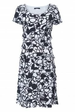 Roman Black Monochrome Print Frill Tiered Dress 10 Roman Black Monochrome Print Frill Tiered Dress -Roman Sales Shop unnamed file 4245