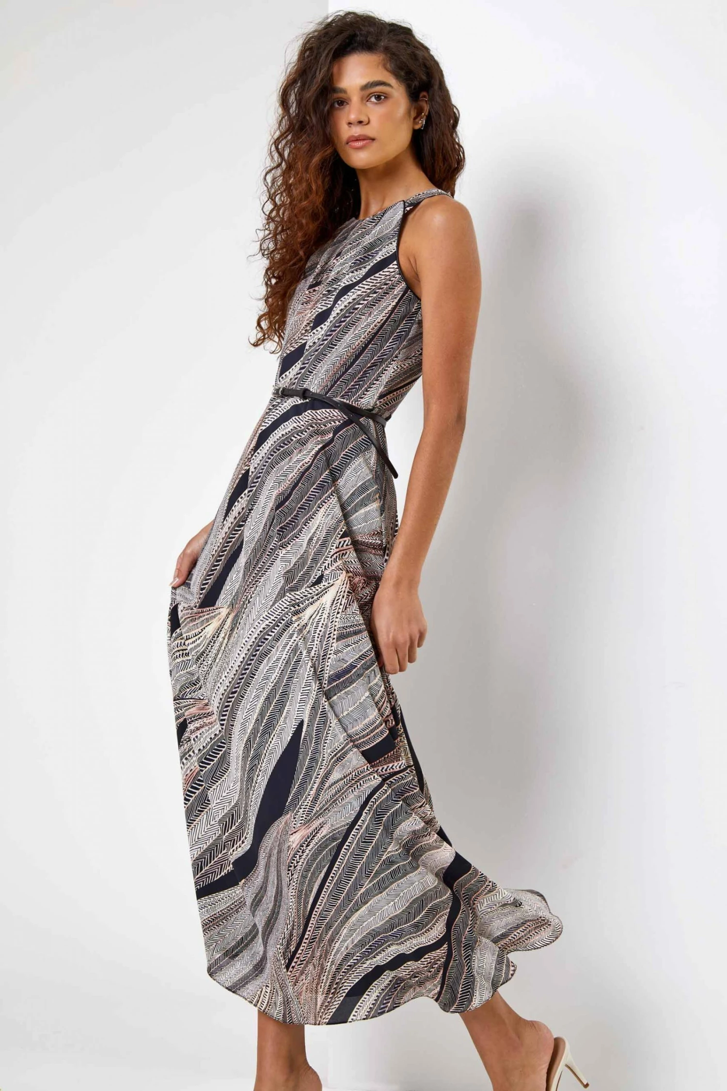 Roman Black Abstract Print Maxi Dress 5 Roman Black Abstract Print Maxi Dress - Image 3