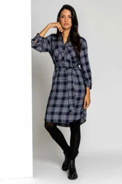 Roman Blue Check Print Shirt Dress 12 Roman Blue Check Print Shirt Dress -Roman Sales Shop unnamed file 4261