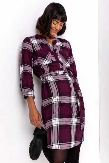 Roman Blue Check Print Shirt Dress 8 Roman Blue Check Print Shirt Dress - Image 6