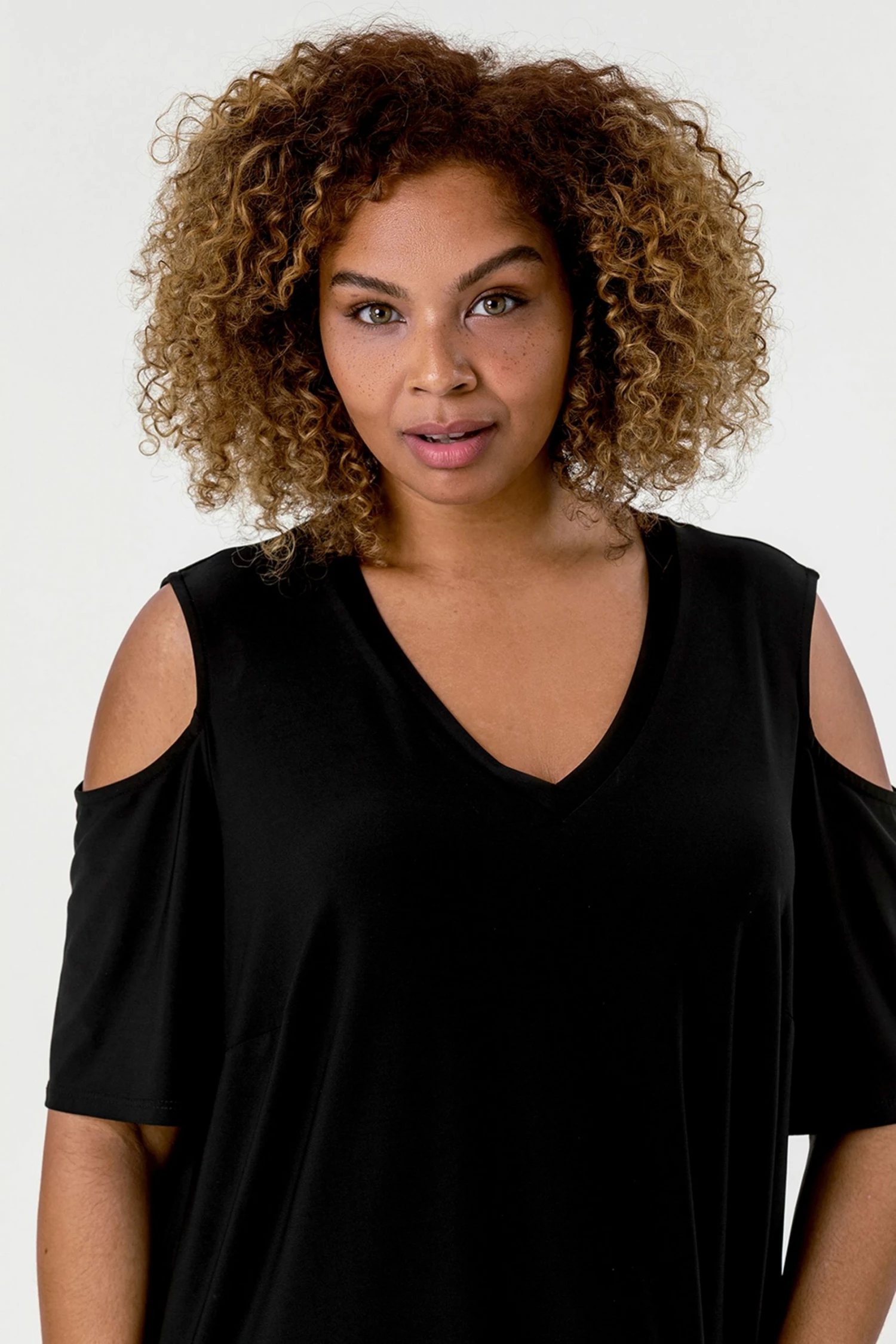 Roman Black Curve Cold Shoulder Jersey Dress 6 Roman Black Curve Cold Shoulder Jersey Dress - Image 4