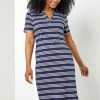 Roman Blue Petite Stripe Print Polo Shirt Dress 1 Roman Blue Petite Stripe Print Polo Shirt Dress -Roman Sales Shop unnamed file 4274