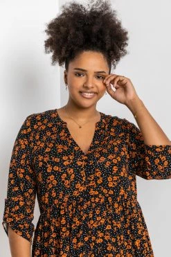 Roman Red Curve Ditsy Floral Print Midi Dress -Roman Sales Shop unnamed file 4292