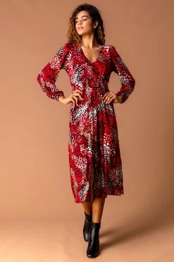 Roman Red Abstract Animal Print Midi Dress 8 Roman Red Abstract Animal Print Midi Dress -Roman Sales Shop unnamed file 430