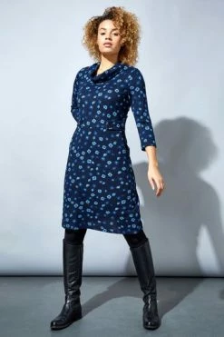 Roman Navy Floral Print Cowl Neck Dress 12 Roman Navy Floral Print Cowl Neck Dress -Roman Sales Shop unnamed file 4307
