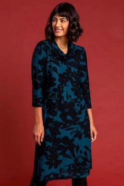 Roman Navy Floral Print Cowl Neck Dress 13 Roman Navy Floral Print Cowl Neck Dress -Roman Sales Shop unnamed file 4308