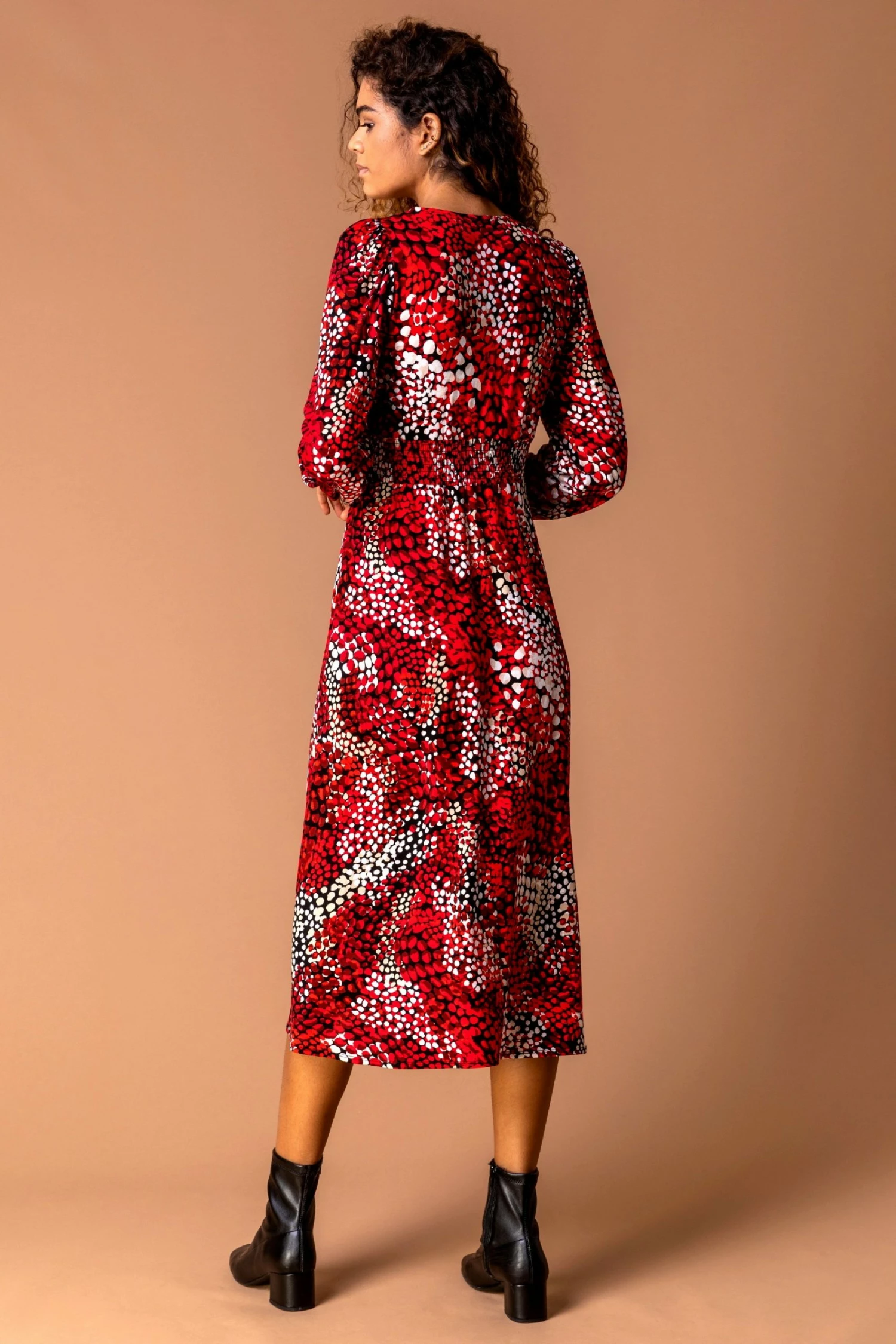 Roman Red Abstract Animal Print Midi Dress 5 Roman Red Abstract Animal Print Midi Dress - Image 3