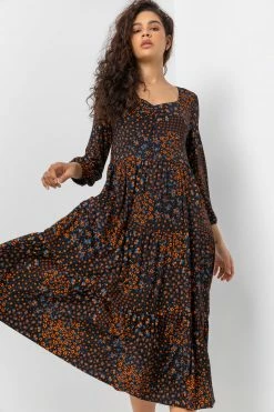 Roman Orange Floral Print Tiered Midi Dress 9 Roman Orange Floral Print Tiered Midi Dress -Roman Sales Shop unnamed file 4311